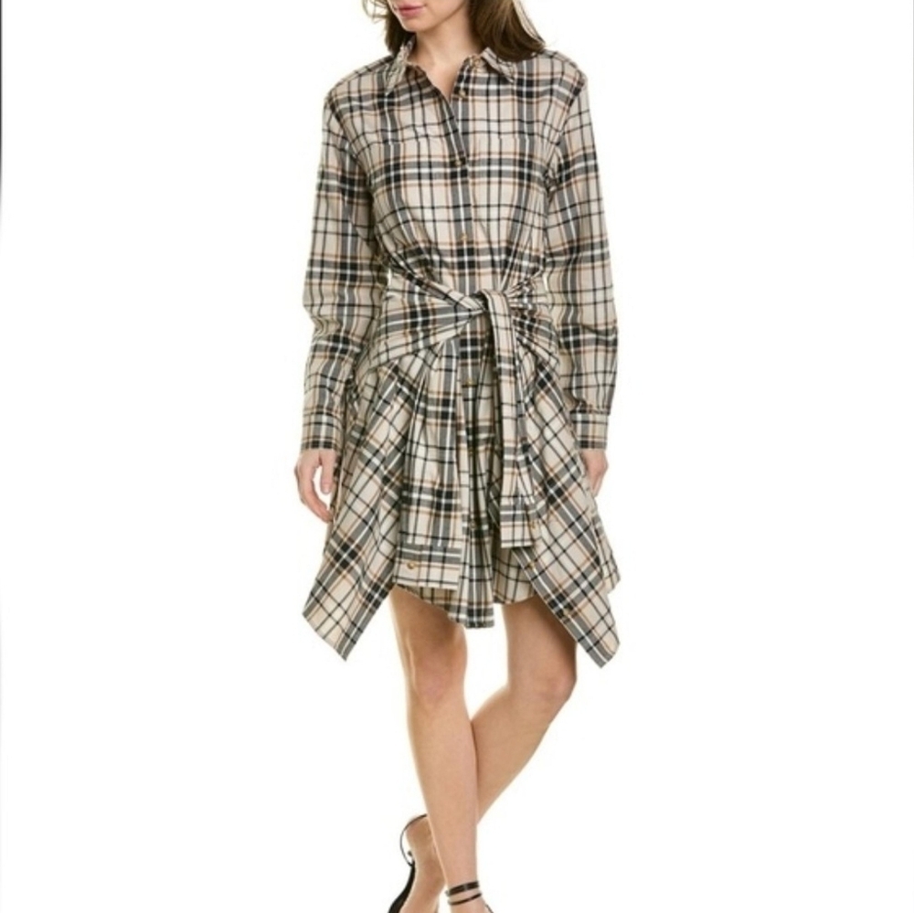 Derek Lam 10 Crosby Nwot Plaid Print Midi Long Sleeve Wrap Dress Size 2 Women’s
